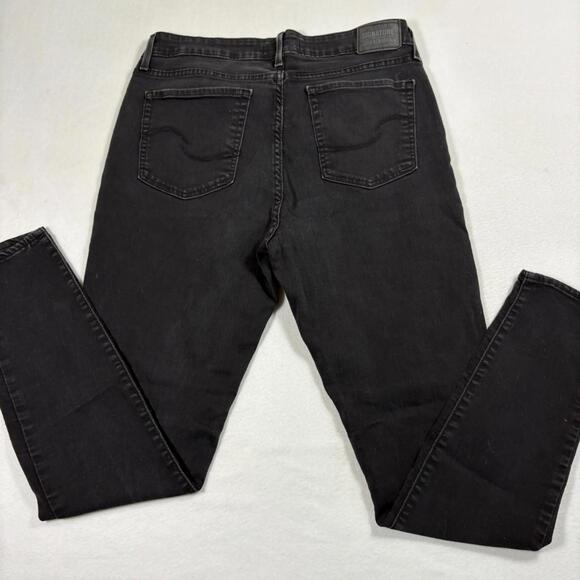 Levis Signature Womens Skinny Jeans Black Denim Size 14 Mid Rise Y2K Stretch - Picture 12 of 16